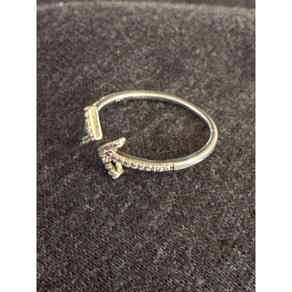 Solid 925 Sterling Silver Simple Arrow CZ Adjustable Ring Size 10 #346 - Picture 3 of 5